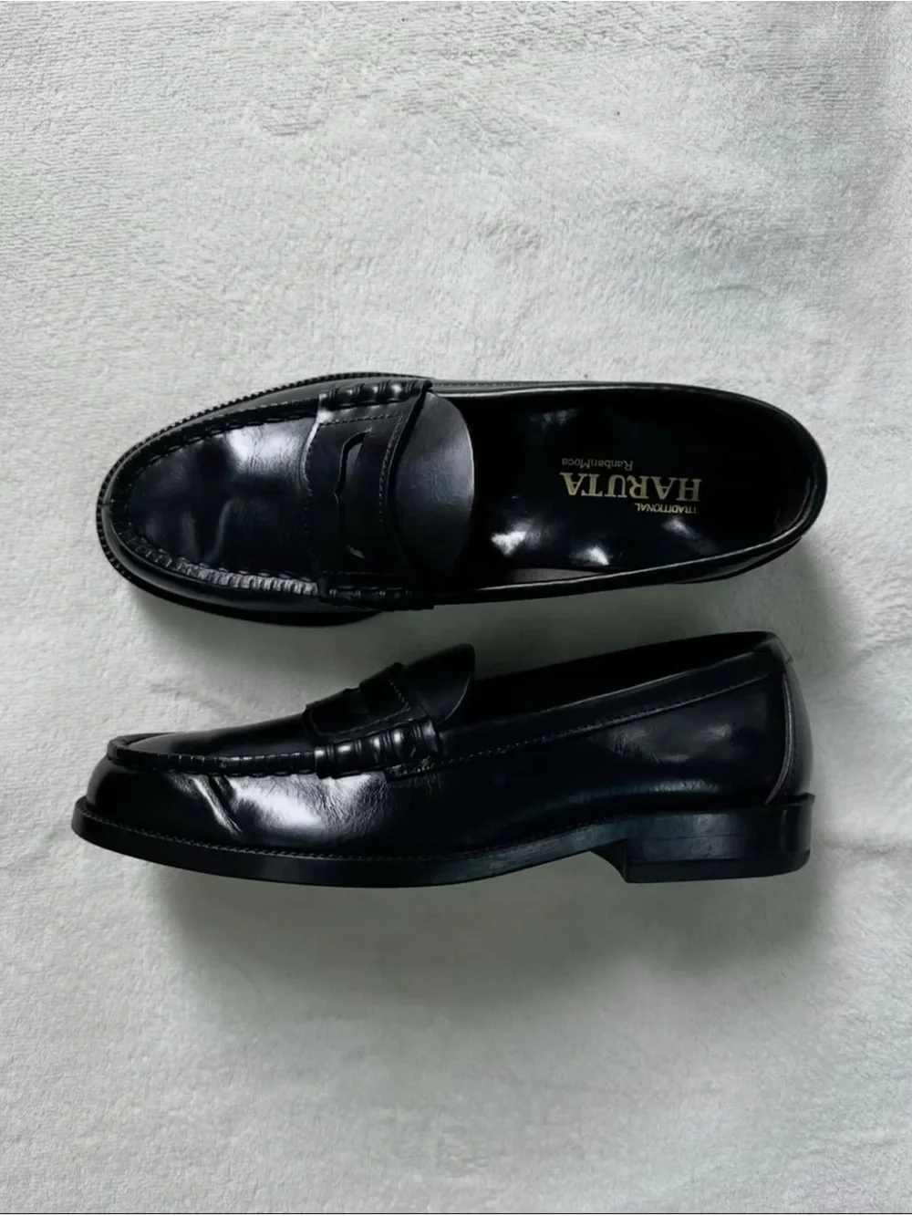 Harruta Men's Black Leather Penny Loafers – Classic Slip-On